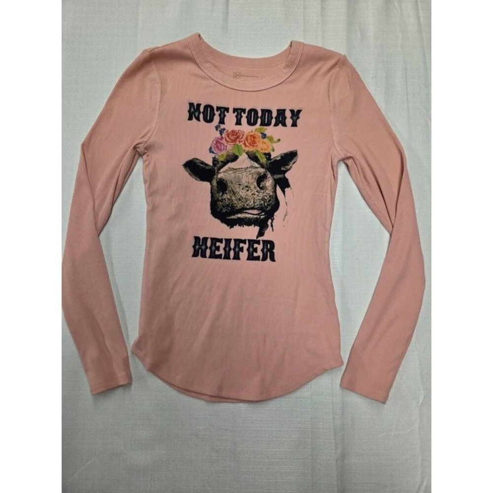 "Not Today Heifer" Ribbed long sleeve Top (Women's Small)